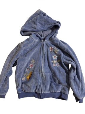 Vtg Winnie the Pooh 100 Acre Collection Velour Embroidered Hooded Sweatshirt 4T